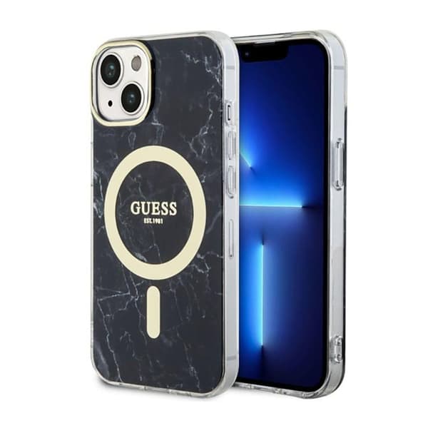Guess Marble MagSafe - Case for iPhone 14 (Black)
