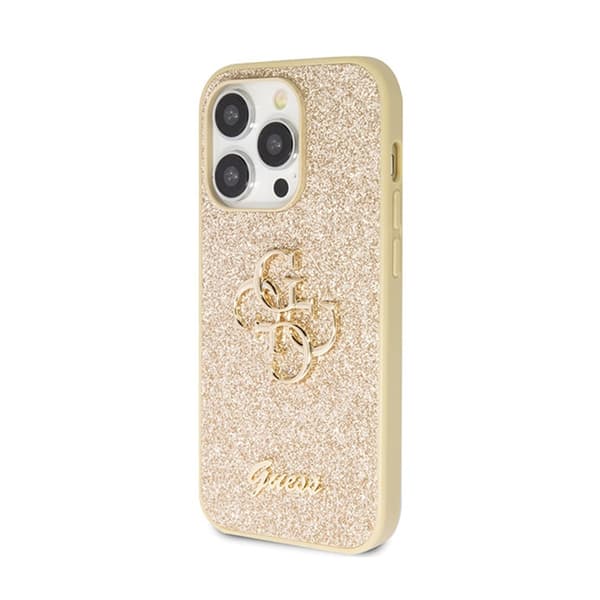 Guess Glitter Script Big 4G - Cover til iPhone 14 Pro (Guld)