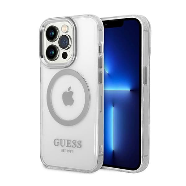 GuessMetalOutlineMagSafe-CovertiliPhone14Pro(Klar)
