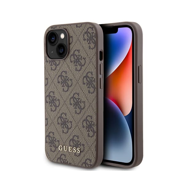 Guess4GMetalGoldLogo-koteloiPhone15:lle(ruskea)
