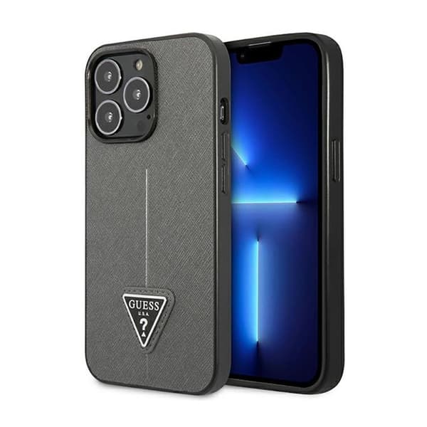 GuessSaffianoTriangleLogoCover-CovertiliPhone14Pro(sølv)