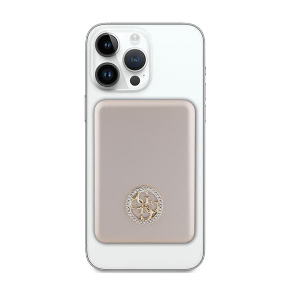 Guess 4G Strassed Metal Logo MagSafe - Power Bank induktiv 3000 mAh 5W MagSafe (guld)