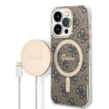 Miniatyrbillede 1 af 2: Guess Bundle Pack MagSafe 4G - Set of case for iPhone 14 Pro + MagSafe charger (Brown/Gold)