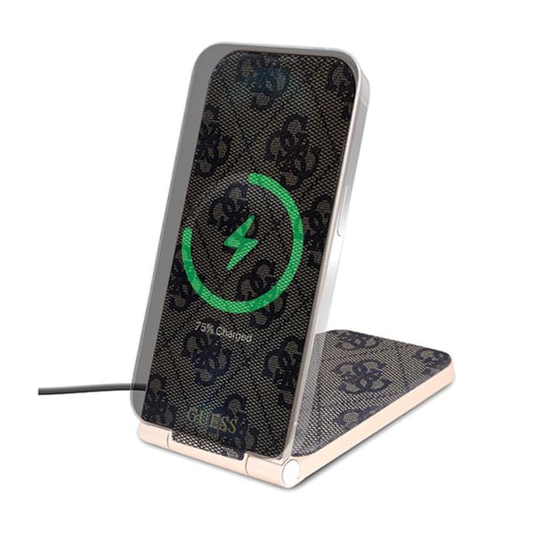Guess4GPatternMagSafe-hopfällbar2-i-1induktivladdaremedMagSafeföriPhoneochAirPods15W(brun)