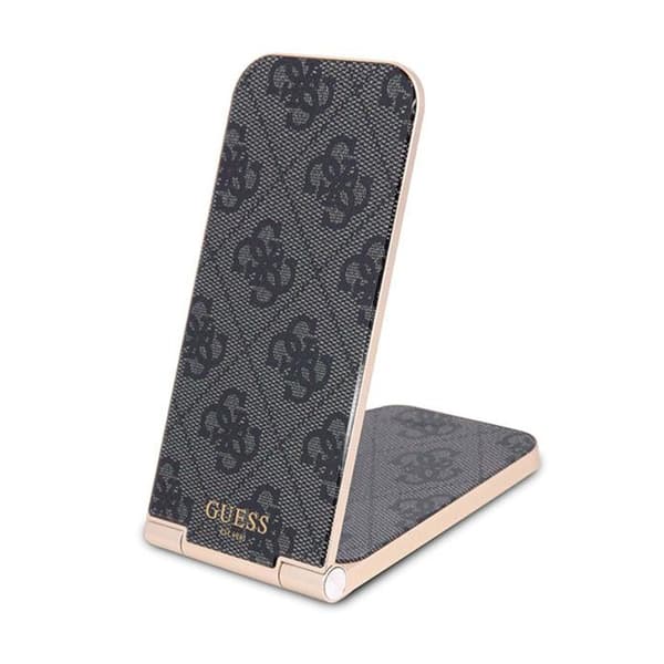 Guess 4G Pattern MagSafe - Foldbar 2-i-1 induktiv oplader med MagSafe til iPhone og AirPods 15W (sort)