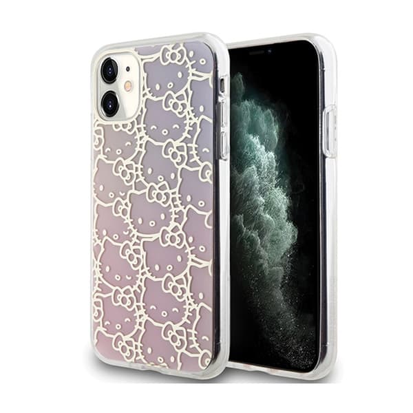HelloKittyIMLGradientElectropCrowdedKittyHead-iPhone11-kotelo(vaaleanpunainen)