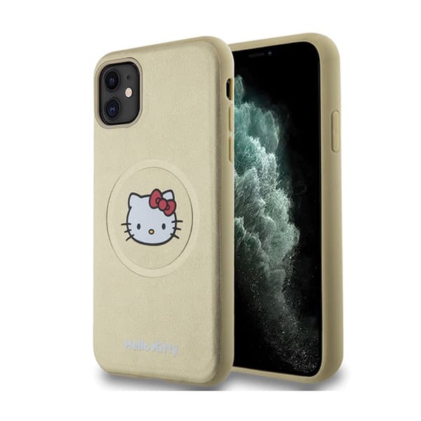 HelloKittyLäderKittyHeadMagSafe-iPhone11fodral(guld)