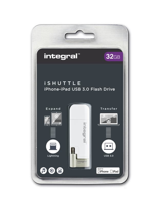 IntegreretiShuttle–etkompaktogpraktiskUSB3.0-flashdrevmedtilføjetLightning-stik
