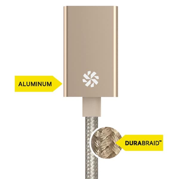 KanexDuraBraid™-adapter-USB-CtillUSB3.0typAaluminiumadapter(rymdgrå)