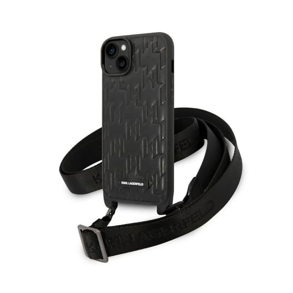 Karl Lagerfeld Monogram Plaque Logo Strap - Case for iPhone 14 Plus (Black)