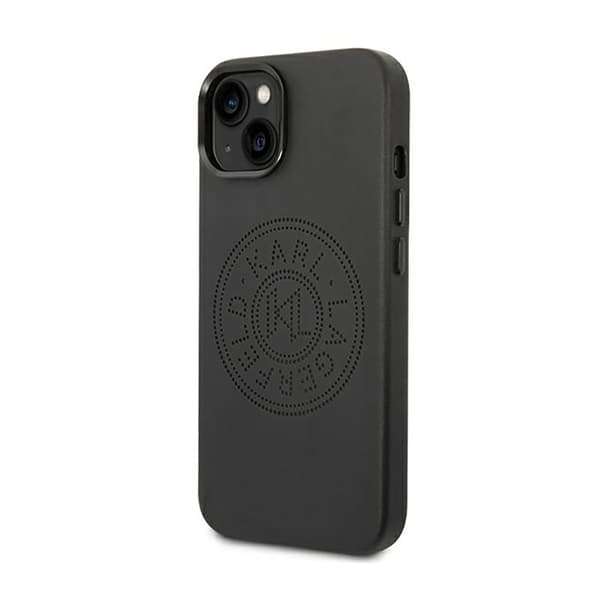Karl Lagerfeld læder etui med perforeret logo - etui til iPhone 14 Plus (sort)
