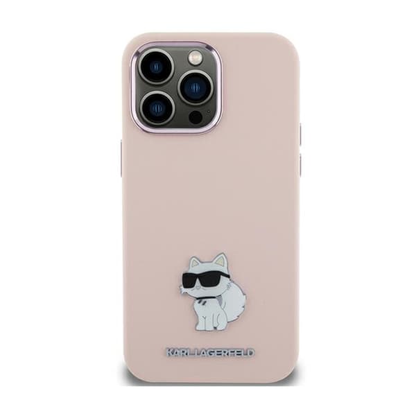 KarlLagerfeldSilikoneChoupetteMetalPin-iPhone15Plusetui(pink)