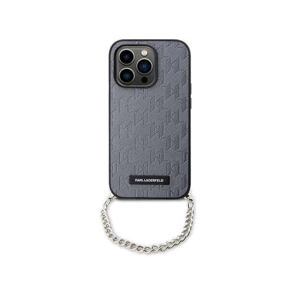 KarlLagerfeldSaffianoMonogramChain-EtuitiliPhone14Pro(sølv)