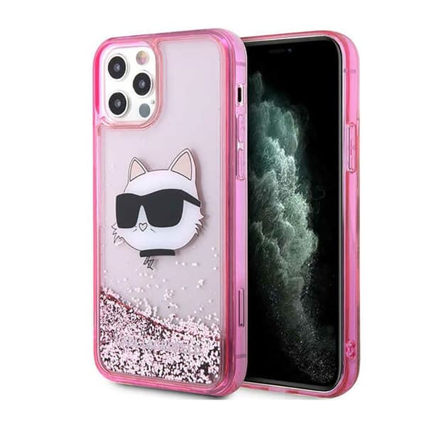 KarlLagerfeldLiquidGlitterNFTChoupetteHead-FodralföriPhone12/iPhone12Pro(Rosa)