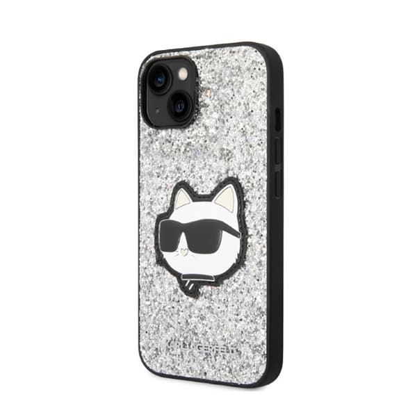 KarlLagerfeldNFTGlitterChoupettePatch-FodralföriPhone14(silver)