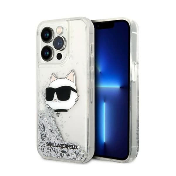 KarlLagerfeldLiquidGlitterNFTChoupetteHead-FodralföriPhone14Pro(silver)