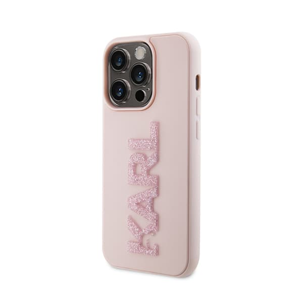 KarlLagerfeld3DRubberGlitterLogo-EtuitiliPhone15Pro(pink)