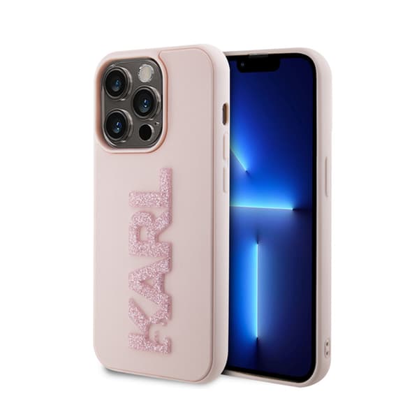 KarlLagerfeld3DRubberGlitterLogo-EtuitiliPhone15Pro(pink)