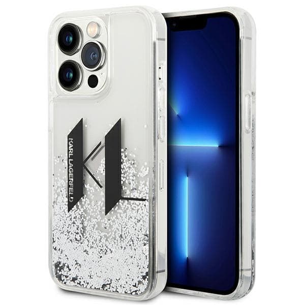 KarlLagerfeldLiquidGlitterBigLogoCover-CovertiliPhone14Pro(sølv)