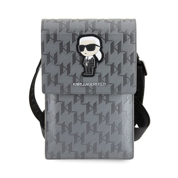 KarlLagerfeldSaffianoMonogramIkonik-Phonecrossbody-laukku(hopea)
