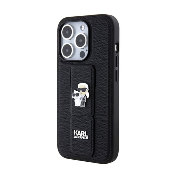 KarlLagerfeldGripstandSaffianoKarl&ChoupettePins-iPhone13ProFodral(svart)