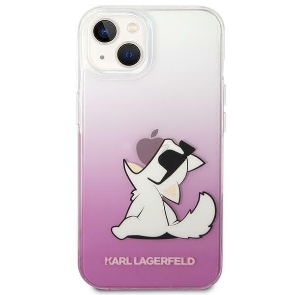 KarlLagerfeldläderperforeradlogotypfodraliPhone14Plus(rosa)