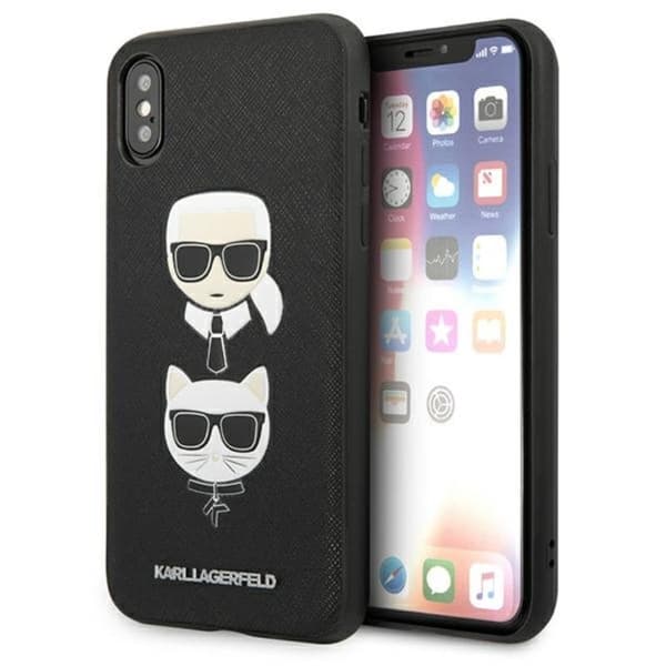 KarlLagerfeldSaffianoKarl&ChoupetteHeads-koteloiPhoneXs/X:lle(musta)