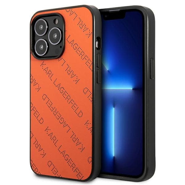 KarlLagerfeldPerforeretAllover-CovertiliPhone13ProMax(Orange)