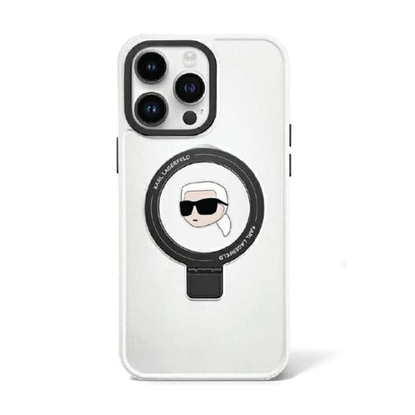 KarlLagerfeldRingStandKarlHeadMagSafe-iPhone15etui(hvid)