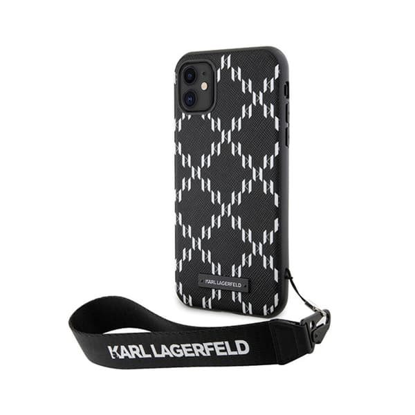 KarlLagerfeldMonogramLosangeSaffiano-FodralmedsnoddföriPhone11(svart)