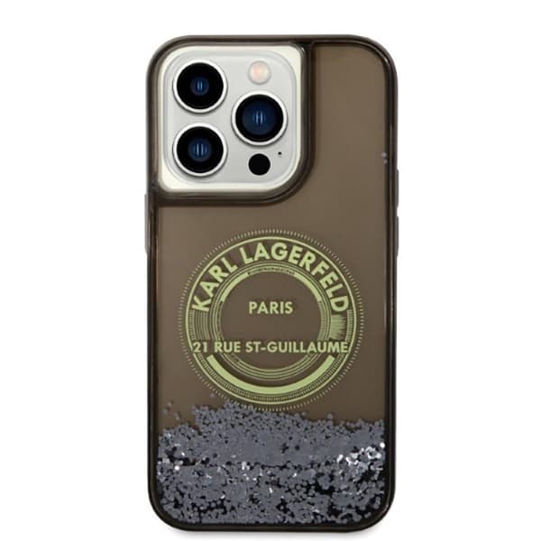 KarlLagerfeldLiquidGlitterRundRSG-logoetui-EtuitiliPhone14Pro(sort)