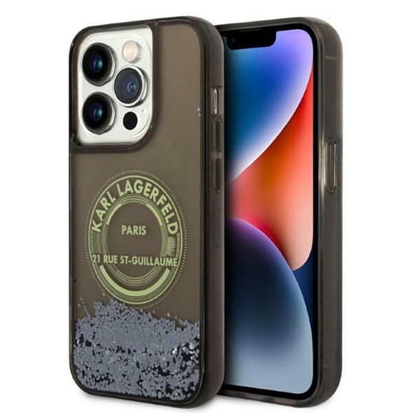 KarlLagerfeldLiquidGlitterRundRSG-logoetui-EtuitiliPhone14Pro(sort)