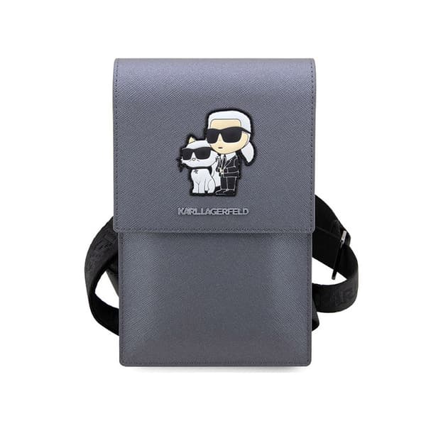 KarlLagerfeldSaffianoNFTKarl&Choupette-Väskaförsmartphoneochaccessoarer(silver)