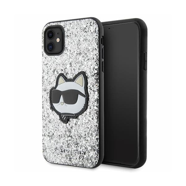 KarlLagerfeldNFTGlitterChoupettePatch-FodralföriPhone11(silver)