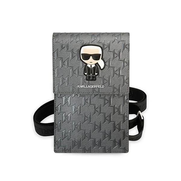 KarlLagerfeldMonogramIkonikPatchWallet-puhelinlaukku-Laukkuälypuhelimellejatarvikkeille(hopea)