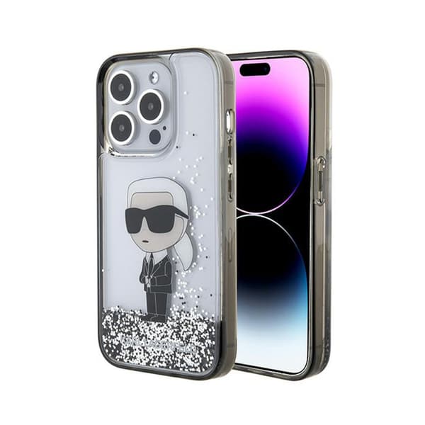 KarlLagerfeldLiquidGlitterIkonik-iPhone15ProFodral(Transparent)