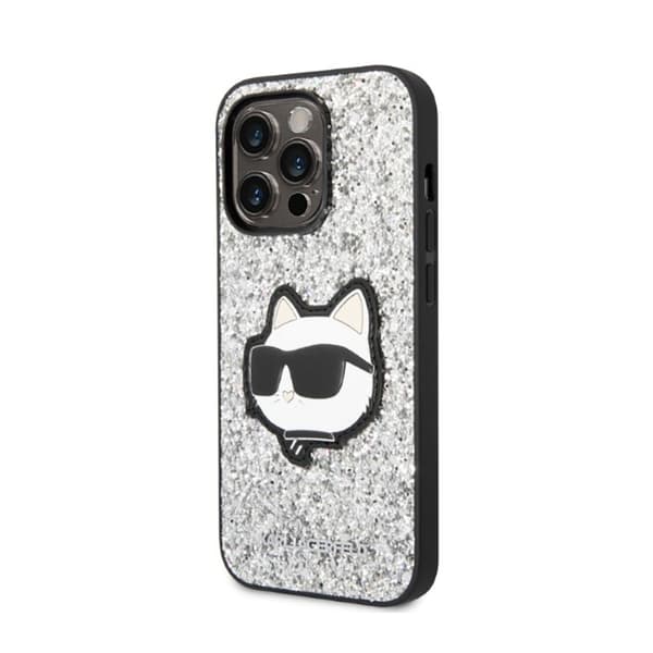 KarlLagerfeldNFTGlitterChoupettePatch-FodralföriPhone14Pro(silver)