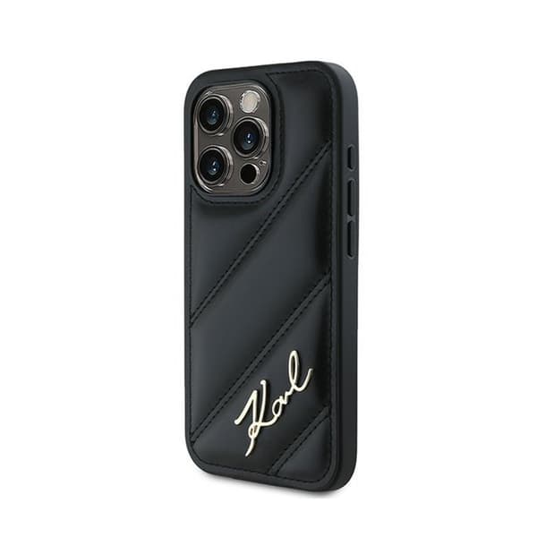 KarlLagerfeldDiagonalQuiltedScript-CaseforiPhone15Pro(Black)