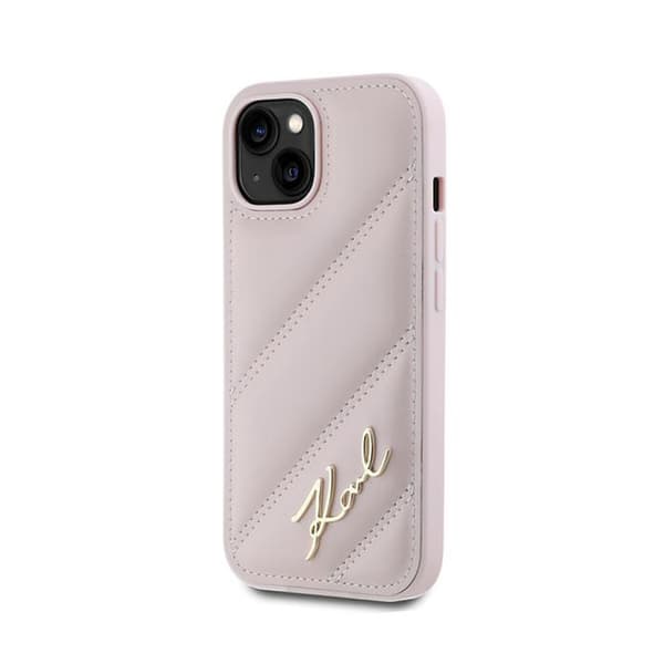 KarlLagerfeldDiagonalQuiltedScript-CaseforiPhone15/14/13(Pink)