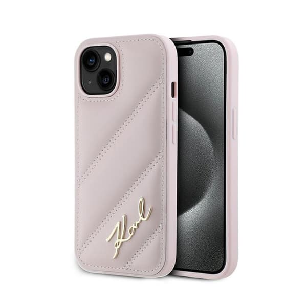 KarlLagerfeldDiagonalQuiltedScript-CaseforiPhone15/14/13(Pink)