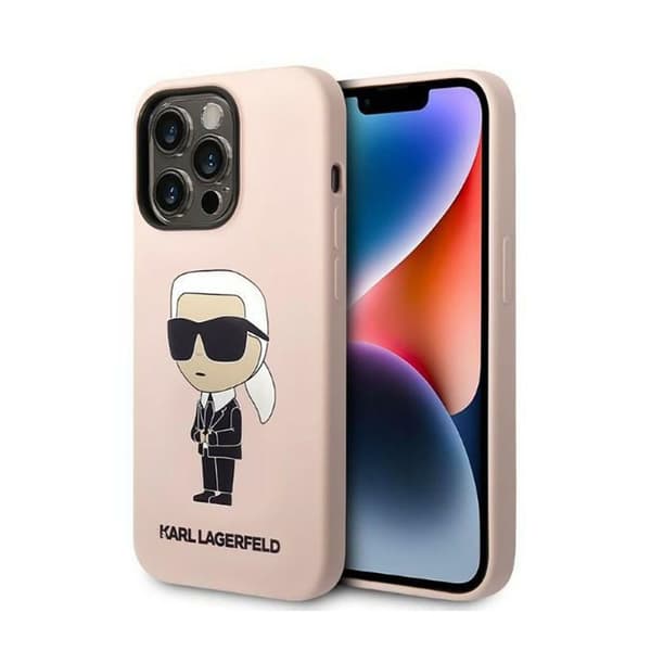 KarlLagerfeldSilikoneNFTIkonik-EtuitiliPhone14Pro(Pink)