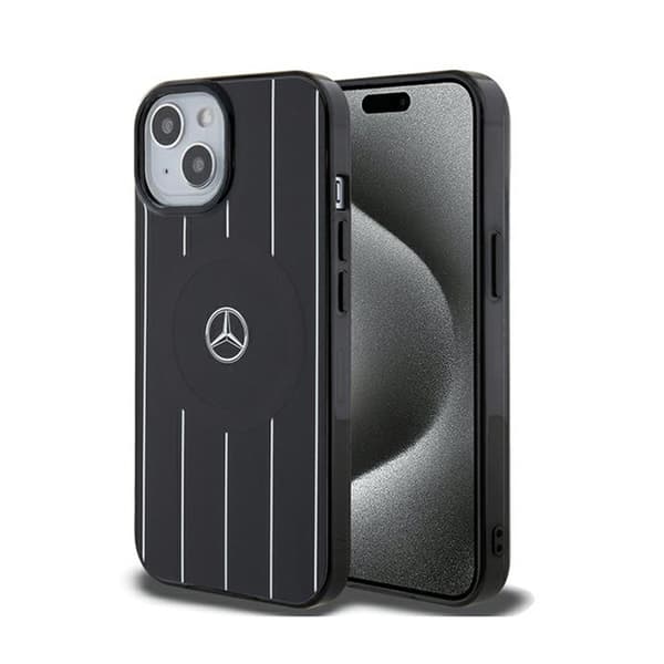 Mercedes Double Layer Crossed Lines MagSafe - iPhone 15-fodral (svart)
