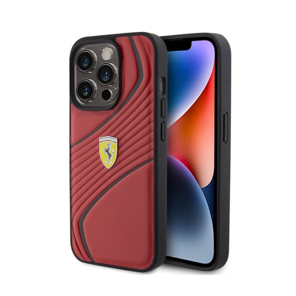 FerrariTwistMetalLogo-FodralföriPhone15Pro(röd)