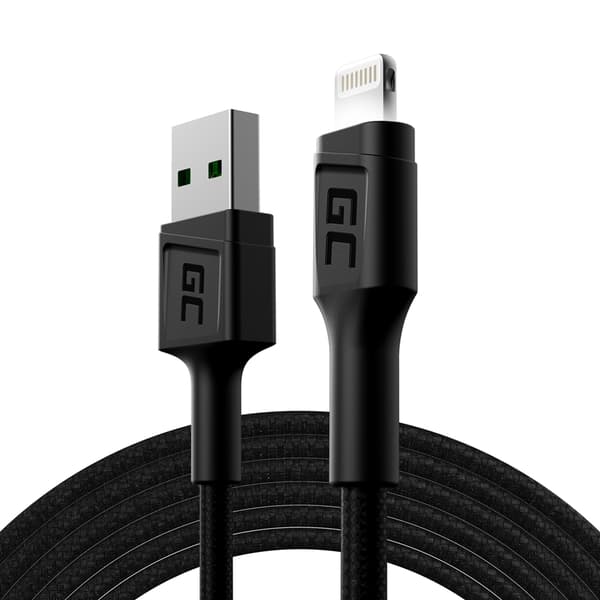 KabelGrønCellRayUSB-A-LynhvidLED200cmmedunderstøttelseafApple2.4Ahurtigopladning