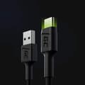Miniatyrbild 2 av 2: KabelGrönCellRayUSB-kabel-USB-C120cmmedgrönLED-bakgrundsbelysningochstödförsnabbladdningUltraCharge,QC3.0