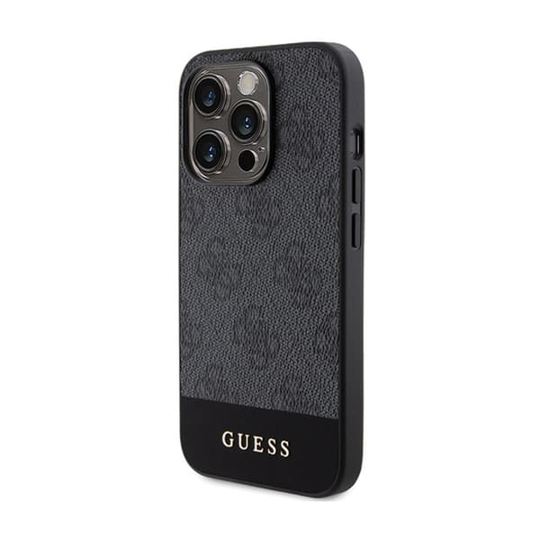 Guess4GBottomStripeMetalLogoCollection-FodralföriPhone15Pro(grå)