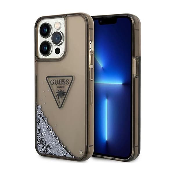 GuessLiquidGlitterTriangleLogoCase-KoteloiPhone14ProMaxille(musta)