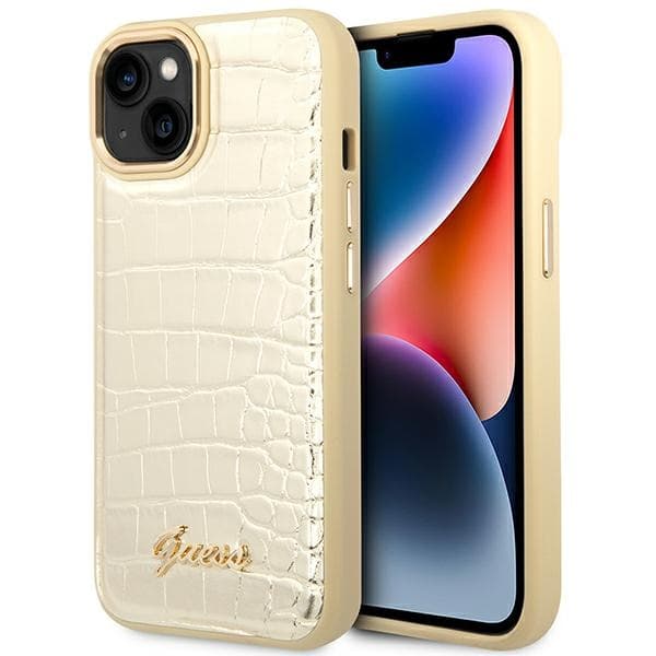 GuessCrocoCollection-FodralföriPhone14Plus(guld)