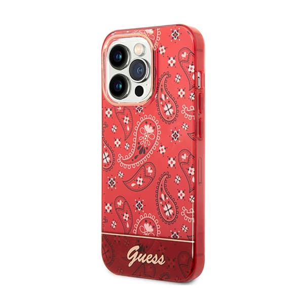 Guess Bandana Paisley - Cover til iPhone 14 Pro Max (rød)