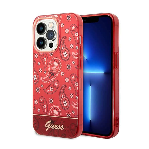 Guess Bandana Paisley - Cover til iPhone 14 Pro Max (rød)